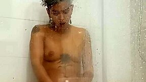 Hot teen gets super horny in the shower playing with her dildo!