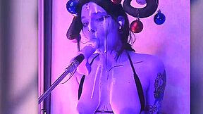 The devil says, 'I'm filled with cum and passionately giving blowjobs with my toes and vibrator'