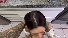 I had a fun time with my maid in the kitchen, she lifted her dress and we danced