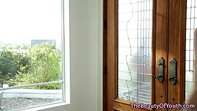 Teen lesbian face sits, then scissoring and fingering ass close up!