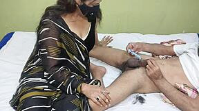 indian bahu massages sas's huge lund, sas shaves and fucks her chut