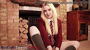 British student gives footjob j o i with flashing and cosplay.