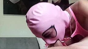 The perfect milf gives blowjob in fishnet stockings and high heels, swallows cum