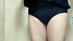 Teen in gym shorts tries embarrassing underwear