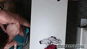 that nerdy teen squirts while masturbating, but denies it to the officers at first