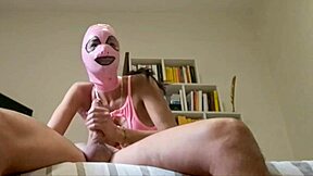 The perfect milf gives blowjob in fishnet stockings and high heels, swallows cum