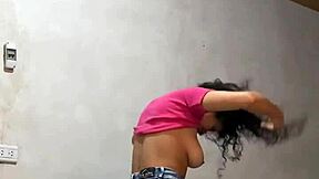 spy cam catches busty colombian student undressing on public study trip.