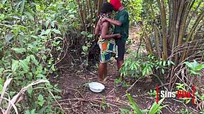 a young 18+ man seduces an fucks a village girl outdoor in the bush