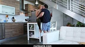 stepsister makes stepbrother eat her pussy in living room - famsuck