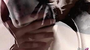 japanese teen in stockings masturbates with dildo