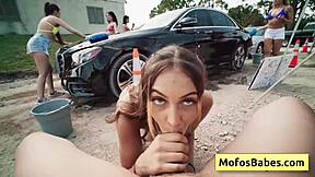 Busty Blonde Teen Gives Wet Blowjob in Open Public with JC Wilds and Johnny Love