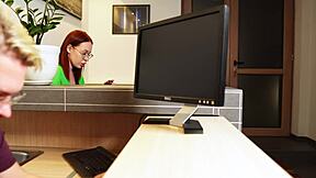 is this horny redhead getting fucked in the shower?