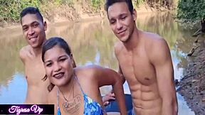 Petite ebony gets assfucked by monster cocks.