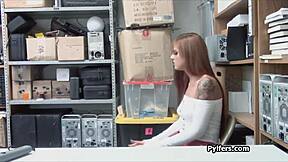 The Guard Says, 'I Caught the Sexy Redhead Thief and Fucked Her Hard in Hidden Cam'