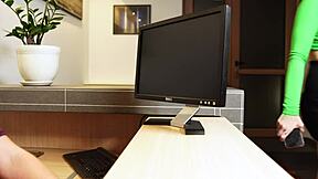 is this horny redhead getting fucked in the shower?