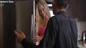 Cougar Simone Sonay hunts for young hard cock, gets cum on tits, ass licked, tight pussy ridden