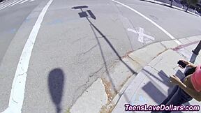 Amateur teen gets cum all over in public