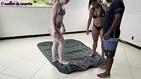 Boy earns hard fuck from two whores