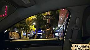 Watch this curly-haired beauty get fucked outdoors in public!