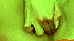 Gorgeous blonde babe explores her shaved pussy with toys