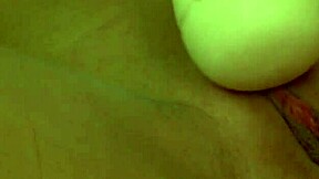 Gorgeous blonde babe explores her shaved pussy with toys