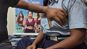 Desi college girl has rough interaction with teacher on the ranch.