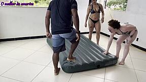 Boy earns hard fuck from two whores