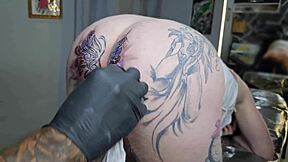 Starting my day with a new anal tattoo, then spreading for huge black cock