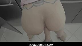 gia vendetti slurps her stepson's big cock in the kitchen