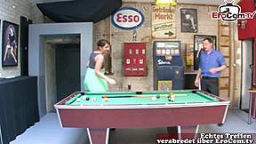 curvy german slut fucks on billiard table with big tits