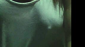 cute teen shows boobs while walking in public