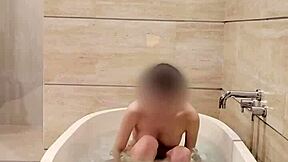 bathing of beautiful japanese college student with small waist and cute face