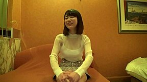 Slender college girl with big tits gets her first AV experience