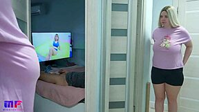 stepdaughter with big tits spies on stepdad, what next?