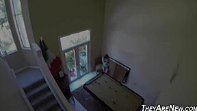 Lingerie teen gives blowjob and gets facial