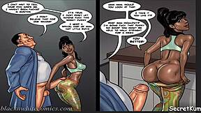 Fuck me harder in the kitchen, the ebony maid begs.