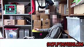 Blonde Security Guard Gets Spunked and Caught in Action