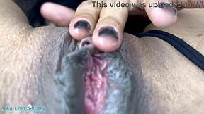 Enjoying masturbation with big clit spreading and anal fingering