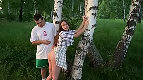 fucking my best friend's hot girlfriend hard in the forest again while he's picking berries 😈