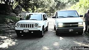 She gasps as two cocks fill her pussy