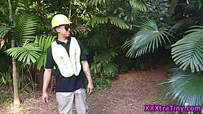 i saw this petite teen get railed by monster cock outdoors, wow!