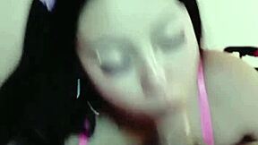 Horny Colombian girl deepthroats, cums on ass