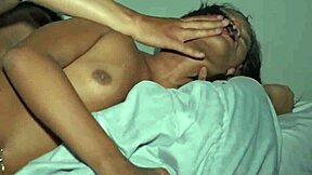 The ebony teen slut gets bent over for a huge creampie in domination quickie at home