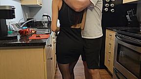 Did you fuck petite step sister in black dress on desk?