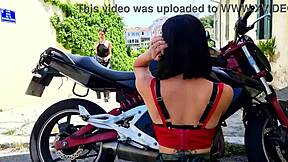 The biker LICKS her tight teen pussy