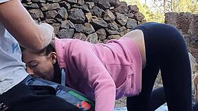 Risky Outdoor Sex With 18Yo Brunette Teen