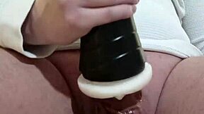 amateur guy fucks fleshlight and cums close up