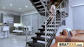 Pretty teen cosplays black cat in role-play.