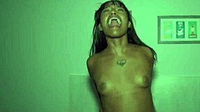 The ebony teen slut gets bent over for a huge creampie in domination quickie at home