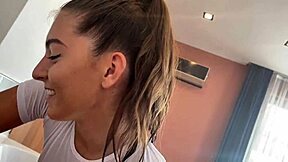 Yoya grey, the sexy brunette waitress, bent over for wet sex